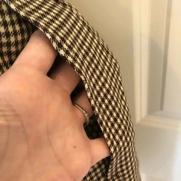 𝅺Vintage MCM 100% wool brown houndstooth pencil skirt S - Picture 5 of 13